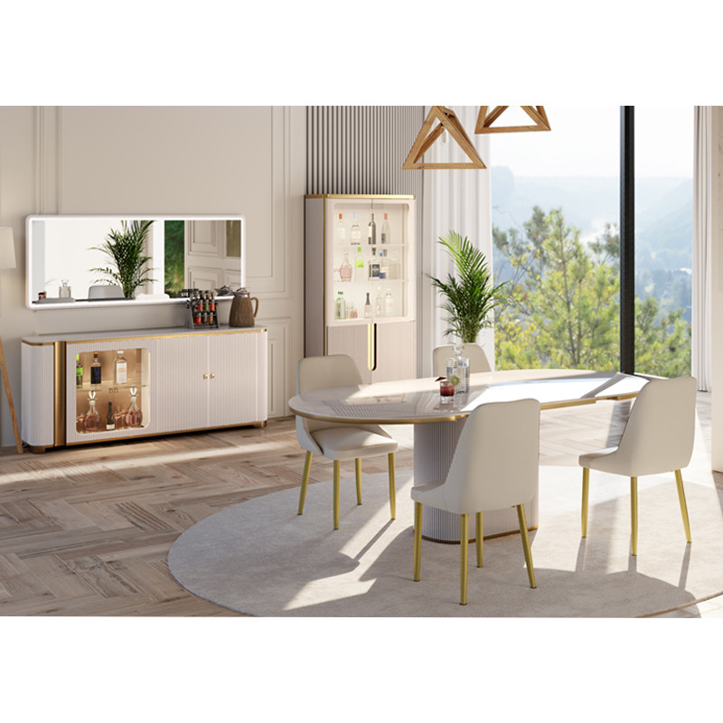 Simple Design White Glass Display Wine Rack Dining Room Furniture Modern Luxury Living Room Wooden Home Bar Wine Cabinet