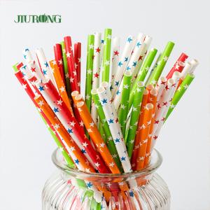China FDA Dot Printing Stripe Paper Straw For Takeaway Food Services factory