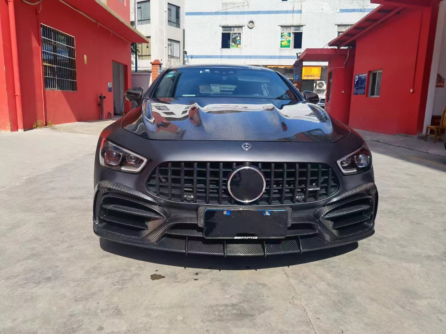 For Mercedes AMG GT50 53 63 Carbon Fiber Body Kit AMG GT50 53 63 Upgraded Top Style Carbon Fiber Front Lip Diffuser Spoiler