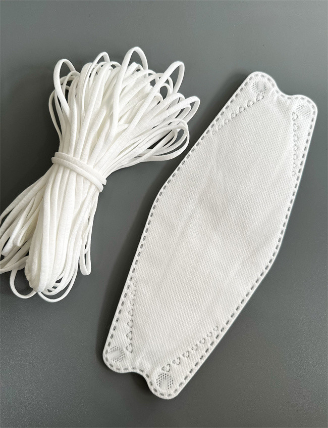 Polyester Nylon White Elastic Ear Bands For Korean 3D Face Mask 3.5mm 4mm 5mm