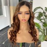 Brown Body Wave Frontal 4x4 Lace Wigs Transparent Lace Closure 200gram