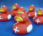 Promotional Flag Colored Squeezing Rubber Ducks , Soft Squeezing Tiny Plastic