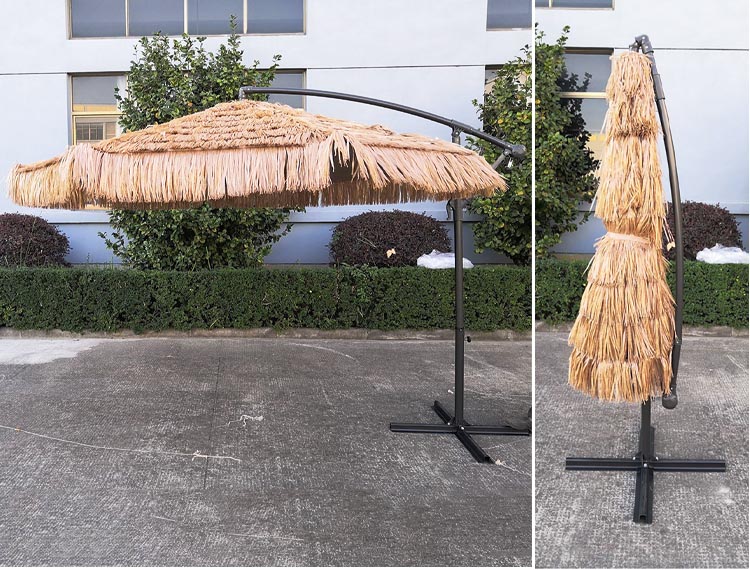 Outdoor Garden Beach Patio Heavy Duty Straw Roman Parasol with Aluminium Sun Umbrella