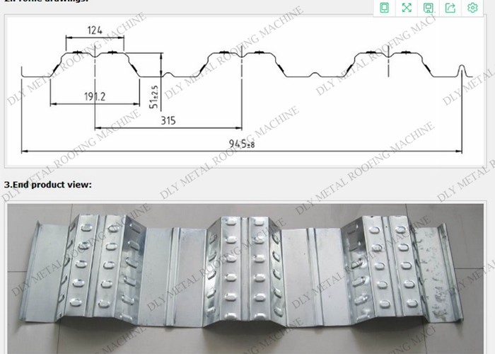 1250mm Floor Deck Roll Forming Machine Cr12 Metal Roof Machine