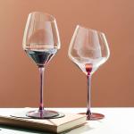 Electroplated Slanted Red Tinted Wine Glasses 19 Ounces Lead Free 550ml Hand