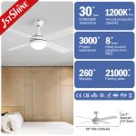 Modern White Ceiling Fan With Lamp Light 3-Speed AC Motor