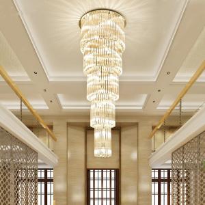 China Spiral Long Staircase K9 Crystal Ceiling Light factory