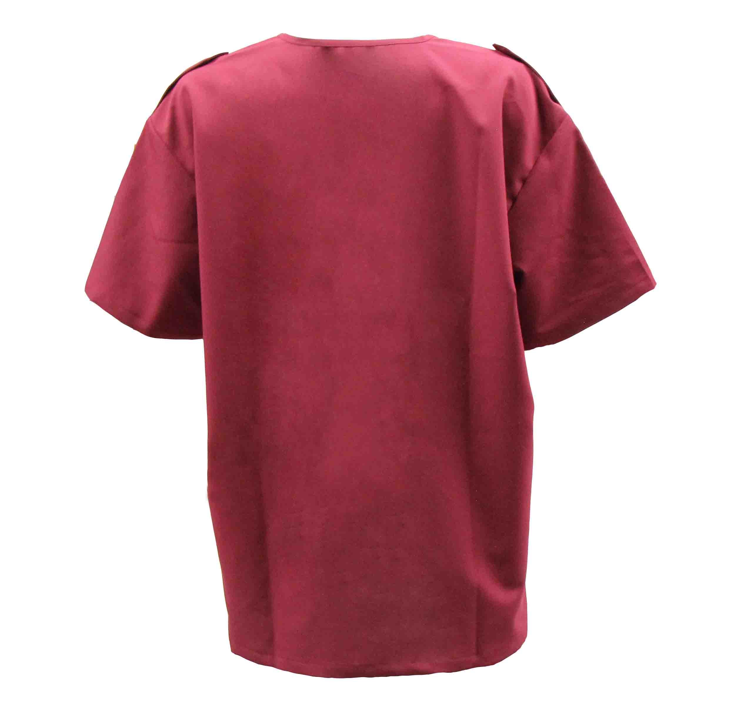 155 GSM Polyester 65% / Cotton 35% Women V Neck Short Sleeves Dull Red Medical Scrubs Antimicrobial