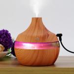 Small Size 300ml Wood Grain Cool Mist Room Humidifier with Color Change LED
