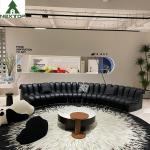Luxury Black Leather Curved Piano Sofa Large Lobby Set For Hotel Villa