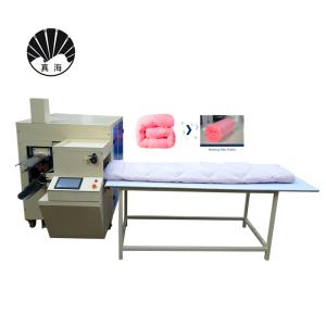 China Coral Fleece Velvet Bolster Filling Rolling Packing Machine factory
