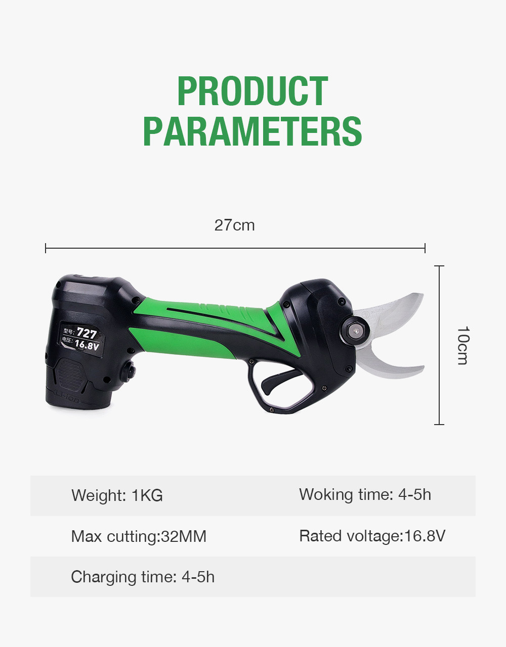 3.2CM Cordless Electric pruning scissors with LED screen cordless pruner