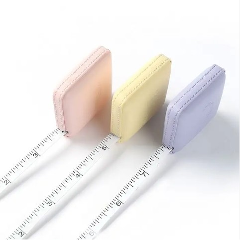 Wholesale Sewing Tape Leather Custom Square Mini PU Leather Tape Measure Portable Cute Retractable Tapeline