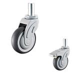 76x32mm Round TPR Medical Casters 3 Inch 198LBS Solid Stem Locking Wheels