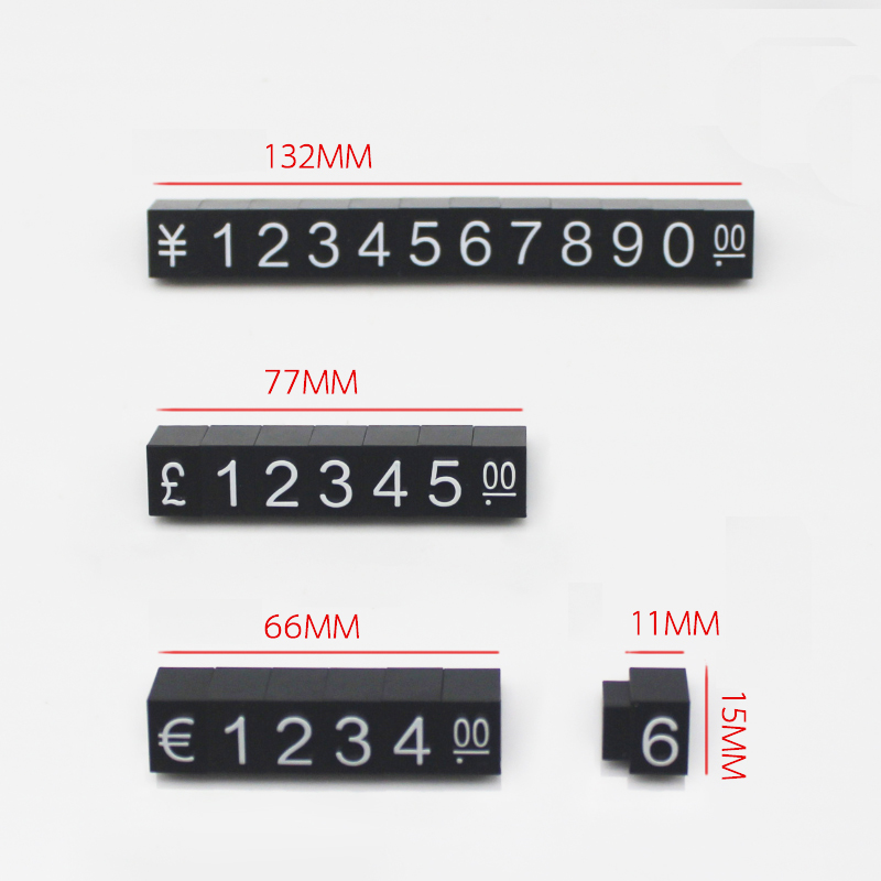 Symbol Black Numerals Price Tag Cube Custom For Retail Shop Sale Display