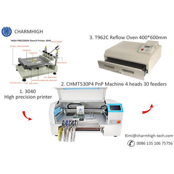 China CHMT530P4 SMT Production Line With Pnp Machine Solder Paste Printer T962A Reflow Oven factory