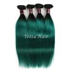 Dark Roots Green Ombre Human Hair Extensions / Brazilian Hair Weave