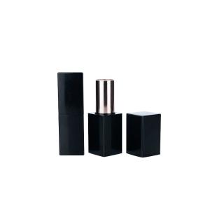 China 3.5g AL Black Rectangle Smooth Bottle With Black Cap For Empty Lipstick Tube factory