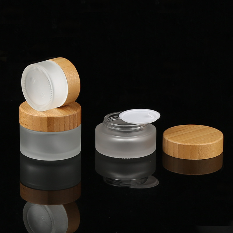 Customized Colors Skin Care Glass Bottle Jar Packaging Bamboo Products 5g15g 20g 30g 50ml 100ml 150ml 200ml 4oz 8oz