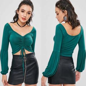 China Women Clothing V Neck Women Blouse Long Sleeve 2018 factory