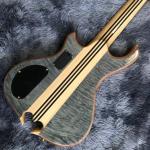Custom Grand Neck Through Body Flamed Maple Top 5 Strings Bass Guitar Alem Cut