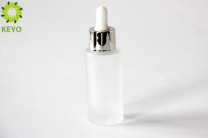 China Cylindrical Frosted Glass Foundation Bottle , 30ml Glass Dropper Bottles factory