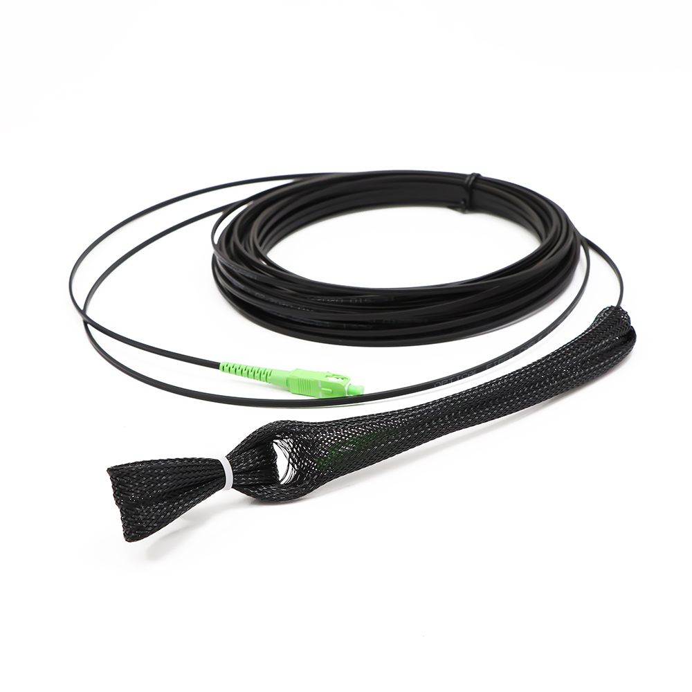 Sc Upc Sc APC Fiber Optic Jumper Cable , Drop Cable 1 Core G657b3 With Pulling Eye
