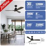 Smart Remote Control Wooden Blades Ceiling Fan Light with 6 Speeds and DC Copper