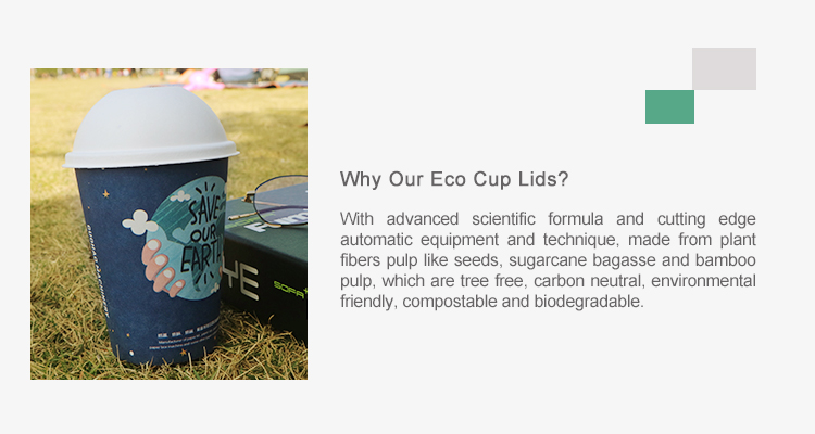 PFAS Free Biodegradable Molded Sugarcane Bagasse Disposable Coffee Cup Lids