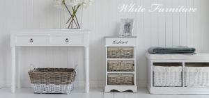 Antique Modern White Wooden Cabinet Wicker Basket Drawers Furniture Wood