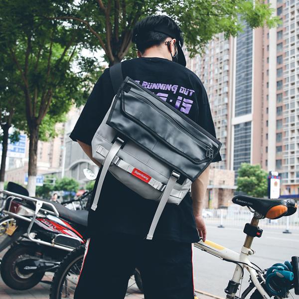 Personality contrast Messenger bag tide cool locomotive shoulder bag new