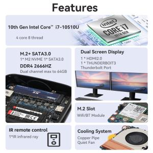 Single LAN 2.5G Intel Mini PC Dual DDR4 64G Linux Hard Disk WiFi And Cooling Fan