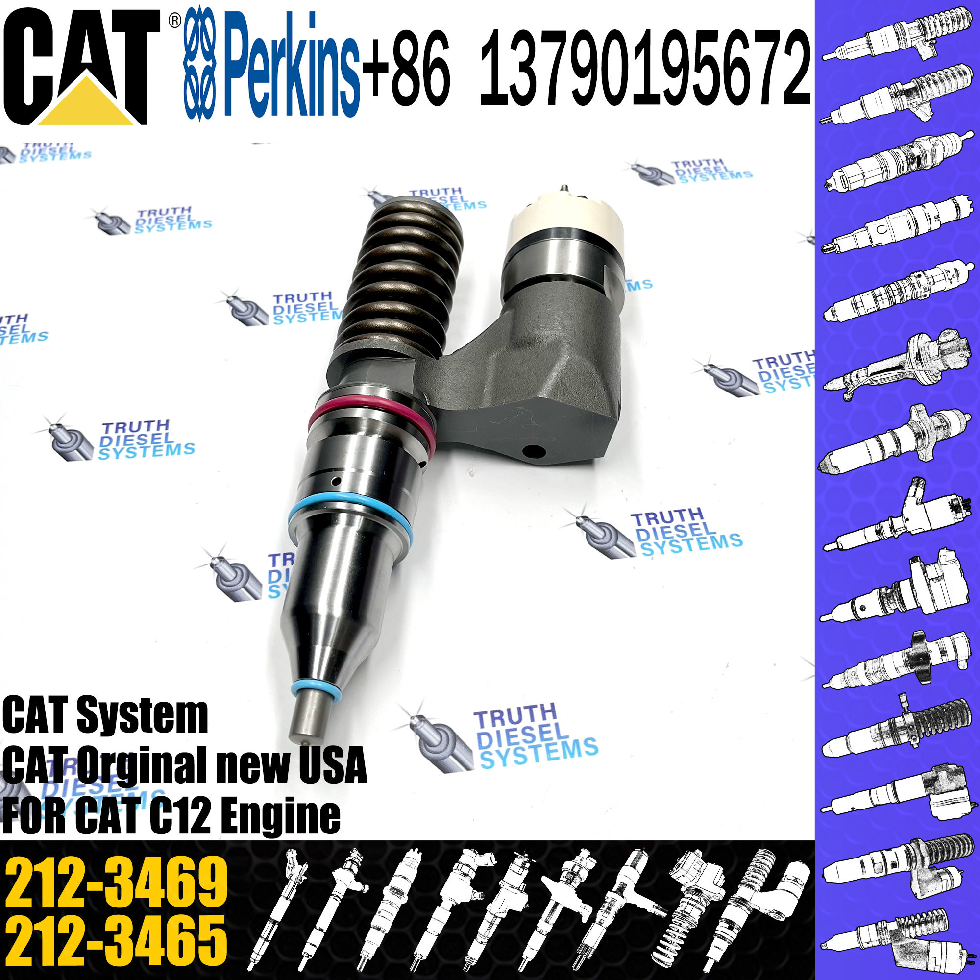 diesel fuel injectors 212-3463 212-3469 10R-1258 153-7923 10R-0963 212-3462 208-9160 0R-9595 for Diesel C12 Engine