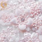 Excellent 3D Flower Lace Customized Embroidery 1 Yard Length Pink Floral Lace