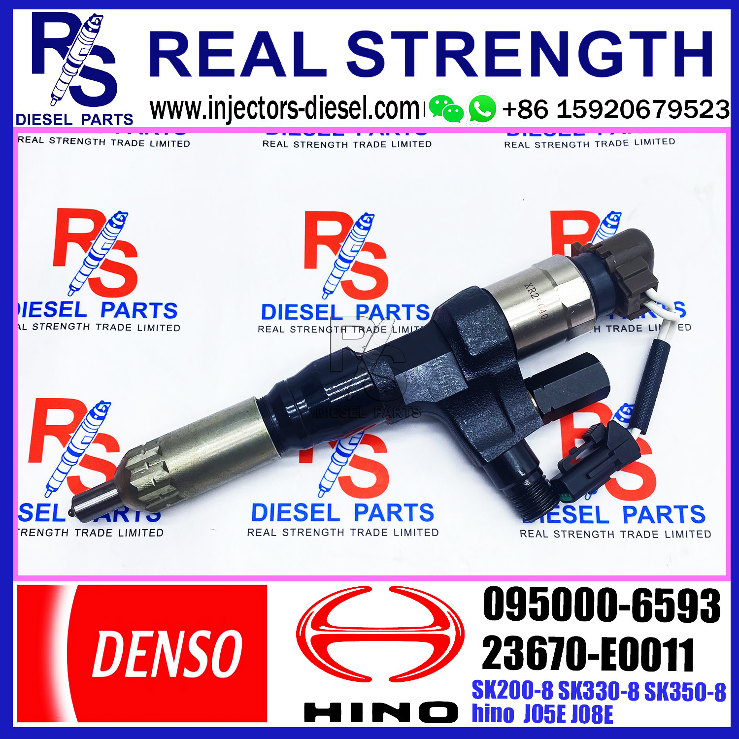 Diesel Fuel Injector 095000-6593 095000-6594 095000-6592 For HINO J08E Engine Part 23670-E0010 23670-E0011