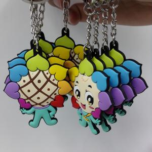 China Colorful Flower Shape PVC Toy Keychain Key Holder With High Quality Metal Chain, Double-sided Embossed Logo factory