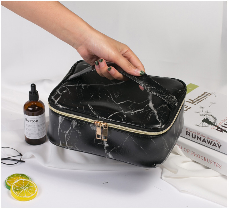 Eco Friendly Ladies Travel Marble PU Makeup Storage Bag
