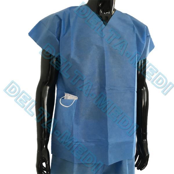 Dustproof Breathable V Neck Disposable Scrub Suit Warm Up With Pockets