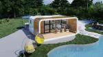 Apple Cottage Glass House Prefabricated Bungalow with Cut Board Wall and