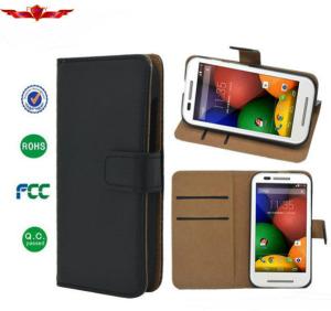 China Wholesale Anti-Shock Genuine Leather Wallet Case for Motorola E Multi Colors factory