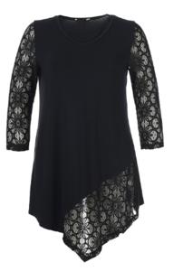 China Sexy Black Custom Womens Dresses Lace Short Dress With Asymmetrical Hem factory