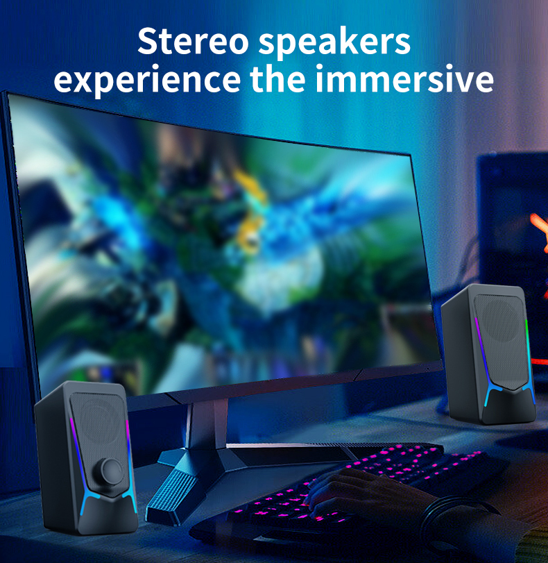 CO707 Gaming RGB Desktop Speakers 2.0 Channel USB Powered Stereo for Computer Desktop