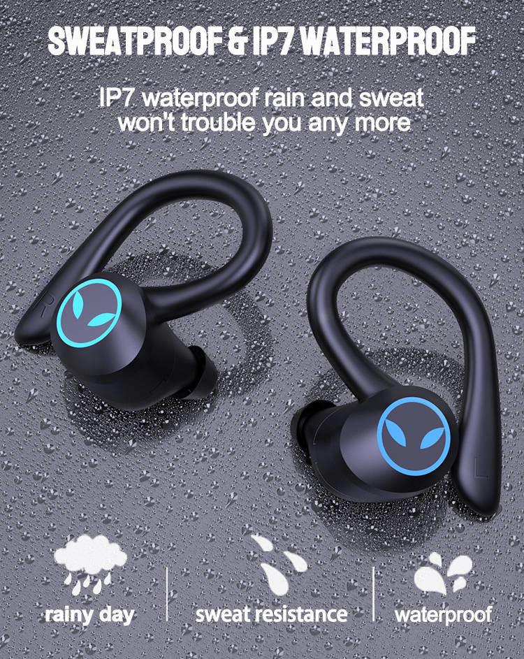 HIFI Lossless Sound Wireless Waterproof Earbuds With Ear Hooks 10mm Speaker