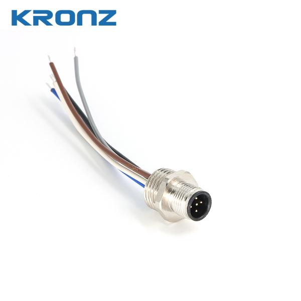 M12 Connector Socket Panel Aviation Wire Connector 5 Pin Electrical Cable