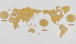 Worldmap Wooden Wall Clock Creative Large Hanging Wall Clocks