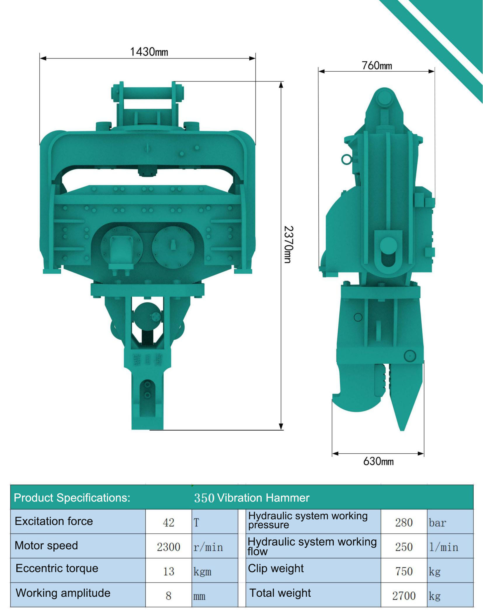 Excavator Vibration Hammer Excavator Vibratory Pile Driver For Hitachi