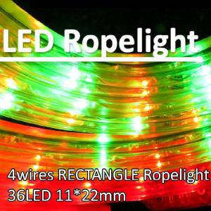 China 4 wires LED flexible Rectangle rope light IP44 outdoor/indoor red/yellow/green/blue color factory