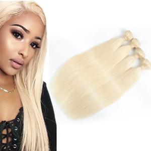 China 10 &quot; - 30 &quot; Double Weft Peruvian Virgin Hair Straight Weave Color 613 Blonde factory