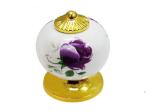 Diameter 33mm Round Ceramic Wardrobe Door Knobs Gold Plated Rose Pattern