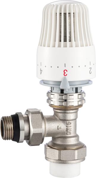 4603 Brass TRV Thermostatic Supply Valve Angle Type DN15 Nickel Plated Body with